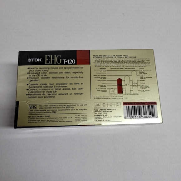 TDK EHG T-120 Super Avilyn Technology Recordable VHS Tapes Pack Of 3 - Picture 3 of 3